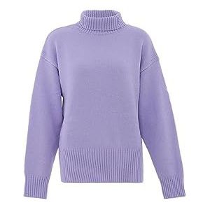 Aleva Dames Slouchy-pullover met rolkraag acryl ZACHT lavendel maat XL/XXL, Zachte lavendel, XL