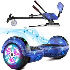 SISIGAD Hoverboard 6,5 inch met hoverkart voor kinderen, zelfbalancerende elektrische scooter, gemakkelijk te bedienen, antislip ledverlichting, bluetooth-luidspreker