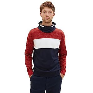 TOM TAILOR Heren Colorblock sweatshirt in spacedye-look, 32436-fluweel Red Soft Spacedye, XXL