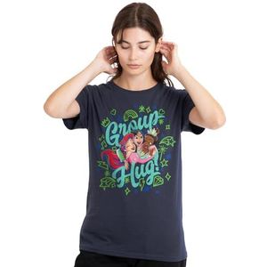 Disney prinses Ariel, Mulan, Tiana Group Hug! dames T-shirt, diep marineblauw, klein, Diepe marine, S