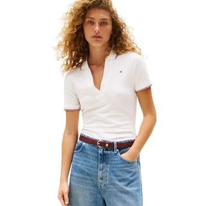 Tommy Hilfiger S/S Polo voor dames, Wit (Ecru), XXS