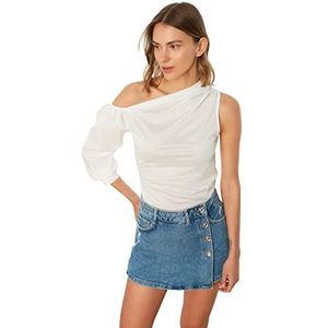 Trendyol Dames Ecus single schouder gebreide blouse blouse, ecru, medium