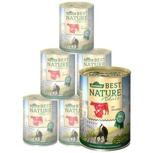 Dehner Best Nature Kattenvoer voor volwassenen, rundvlees en kalkoen met wortels, 6 x 400 g (2,4 kg)