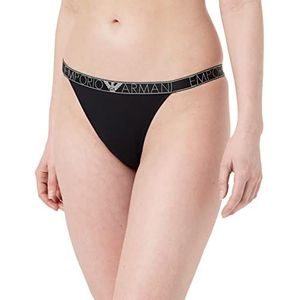 Emporio Armani Dromerige viscose T-Braziliaanse slips voor dames, bikini-stijl ondergoed, Zwart, M