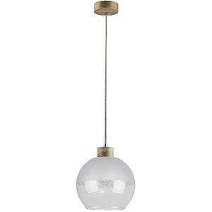 Homemania HOMBR_0032 Hanglamp, glas, kroonluchter, plafondlamp, hout, glas, wit, 20 x 20 x 110 cm