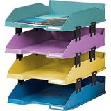 Exacompta - ref. 113293PakD - Set van 4 Brievenbakken Forever Young® COMBO MIDI - Afmetingen: 34,6 x 25 x 24,3 cm - voor A4+ documenten - Blauer Engel gecertificeerd - geassorteerde kleuren