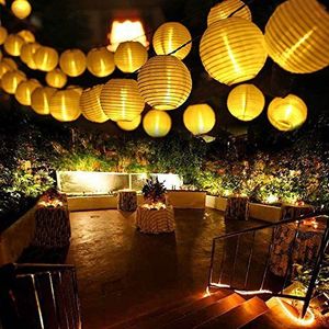 Qedertek LED Lantaarn voor Buiten, 8 Meter 30 LED Lampion 2 Modi IP65 Waterdichte Zonne-Energie voor Tuin, Bomen, Terras, Bruiloft, Feesten Feestdecoratie (Warm Wit)