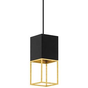 EGLO Hanglamp Montebaldo, 1 lichtpunt, vintage, industrieel, modern, hanglamp van staal in zwart, goud, eettafellamp, woonkamerlamp hangend met GU10-f