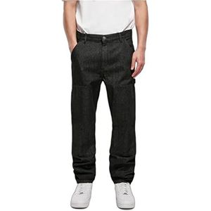 Urban Classics Herenjeansbroek Double Knee Jeans van robuust katoen-denim, regular fit, verkrijgbaar in 2 verschillende kleuren, maat 30 tot 38, Realblack Washed, 36