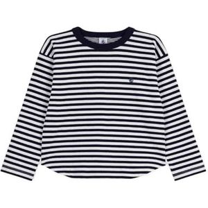 Petit Bateau T-shirt voor kinderen met lange mouwen van gestreept katoen, Avond/Milk, 3 Jaren