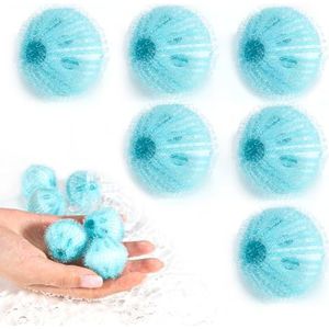 6 stuks pluisbal voor wasmachine, herbruikbaar, wasbal, verwijdert dierenharen, pluisjes, pluisjes, blauw, Ø 3,5 cm