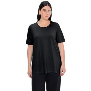 Ulla Popken Dames, A-lijn, ronde hals, halflange mouwen, Black Beauty, 62/64