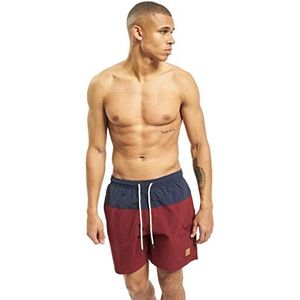 Urban Classics - Block Zwemshorts - L - Bordeaux rood/Blauw