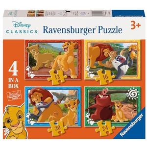 Ravensburger Puzzel: The Lion King Puzzel, Puzzel, 3 jaar of ouder, kinderpuzzel 3 jaar, cadeau voor kinderen van 3 jaar, Ravensburger puzzel, 4 puzzels voor kinderen van 3 jaar