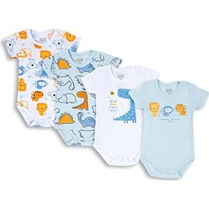 Chicco Bodyset van katoen met korte mouwen , Romper Uniseks 0-24, Lichtblauw, 3 maanden (pakket van 4)