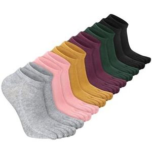 Bencailor 6 Paar Fünf Zehensocken Baumwollsocken voor dames heren, Kleur oorsteker: zilver., M