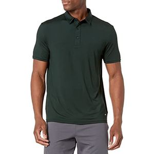 Amazon Essentials Heren Slim-Fit Tech Stretch Poloshirt, donkergroen, Large