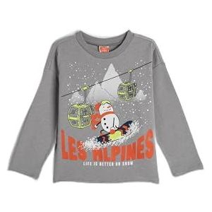 Koton Boys's Long Sleeve Crew Neck Winter Bedrukt Katoenen T-shirt, grijs (910), 4-5 Jaar