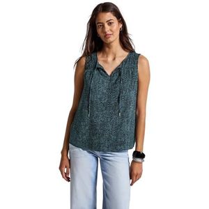 Street One 3411806 chiffon blouse met print, deepwater blauw, 38 dames, diepwaterblauw, 36