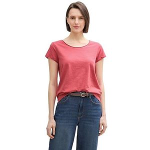 TOM TAILOR Dames T-shirt van biologisch katoen, 11016 - Berry Red, L