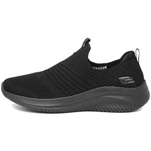 Skechers Ultra Flex 3.0 Classy Charm Sneaker voor dames, Zwarte gebreide rand, 41 EU