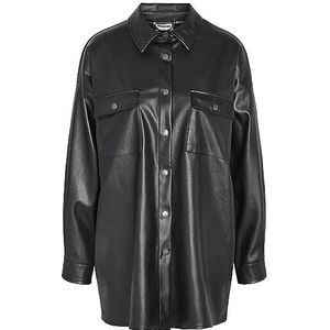 NMFLANNY L/S Oversize PU Shirt NOOS, zwart, XS