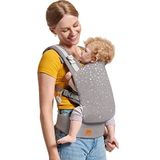 Kinderkraft babydrager NINO Confetti, babydraagzak, ergonomische draagzak, lichtgewicht, comfortabel, verstelbaar, 2 draagwijzen: buikdrager en rugdrager, grijs