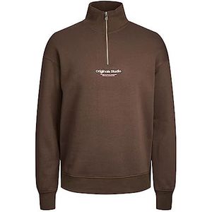 JACK & JONES Jorvesterbro Sweat Quarter Zip Hn Sn Pullover voor heren, chocolate brown, M