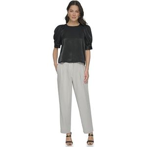 DKNY Dames 3/4 mouw satijnen blouse, zwart, M, zwart, M