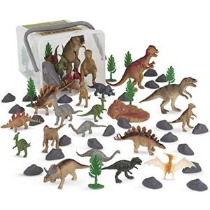 Battat Terra 60-delige dierenfiguren, verzameling, dinosaurus, speelgoedset, tyrannosaurus rex, triceratops, stegosaurus, vulkaan en meer, speelgoed vanaf 3 jaar