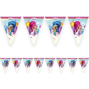 ALMACENESADAN -4748 Disney Shimmer and Shine Composite slinger Happy Birthday Linear 9 wimpel 2,40 meter, ideaal voor feestjes en verjaardagen. (8435510347482)