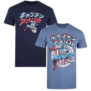 Marvel Heren Captain America Pack C T-Shirt, Multi, Large