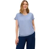 Cecil - Blouseshirt - Mountain blue - Met Afgeronde V-hals