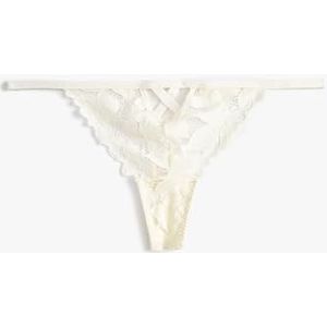 Koton Kanten string slipje ondergoed voor dames, Ecru(010), S