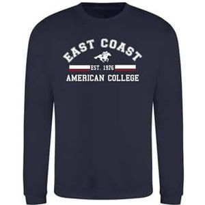 AMERICAN COLLEGE USA Sweatshirt met print, warme kleding, uniseks, kinderen, jongens en meisjes, casual, model ACSCRW2, marineblauw, 10 jaar, Blauw, 10 ans