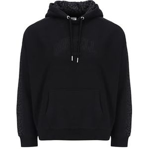 Russell Athletic A31302-IO-099 Jenna-Pull Over Hoody - Luipaard Hood Lining Dames Lange Mouw Zwart Maat XS