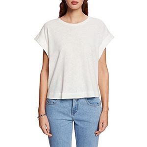 edc by Esprit T-shirt van katoen-linnenmix, off-white, XS