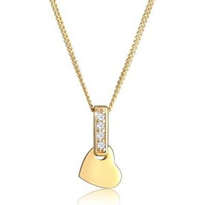 Elli DIAMONDS Halsketting Dames hart Diamant met Diamant (0.02 ct.) in 585 Geel Goud