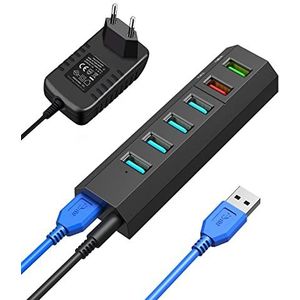 USB Hub 3.0 met voeding, Vansuny USB Hub Active 3.0 met voeding 24 W (12 V/2 A), ultrasnelle overdracht 5 Gb/s