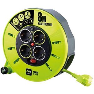Masterplug ProXT Kabelhaspel 8 Meter – Professionele Kabelhaspel met Verlengsnoer, Kabelbox 4 Stopcontacten, Thermische Schakelaar tegen Oververhitting