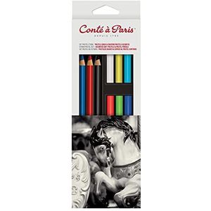Conté a Paris 50177, 18 gekleurde Carré krijt, pastelkrijtjes in vierkante vorm, 18 kleuren