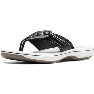 Clarks Brinkley Jazz Teenslippers voor dames, Zwart Synthetisch, 37 EU