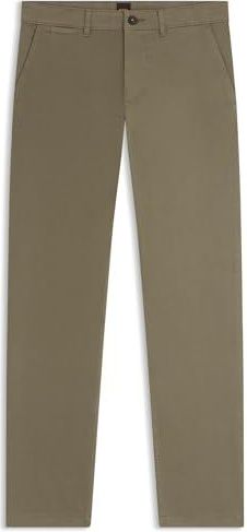 BOSS Heren chino regular-1 regular fit broek van elastisch katoen-satijn, 342 open green, 29W / 32L