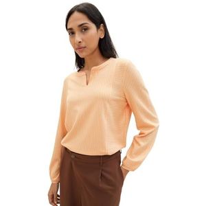 TOM TAILOR T-shirt met lange mouwen voor dames, 35243 - Coral Beige Thin Stripe, XXL