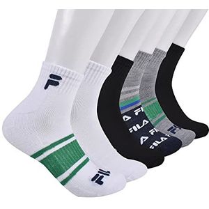 Fila Gestreepte Halve Kussen Quarter Sokken voor heren, Groen Multi, 44-47 EU