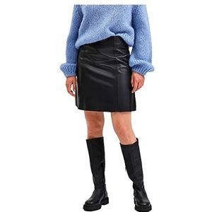 SELECTED FEMME Vrouwelijke leren rok mini, zwart, 36