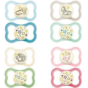 mam | Supreme fopspeen nacht 18 maanden (2 stuks) willekeurige kleur - lichtgevende fopspeen voor baby's van siliconen - ideale babyfopspeen voor een goede mondontwikkeling