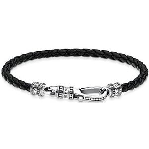 Thomas Sabo Uniseks armband lederen karabijnhaak 925 sterling zilver A1931-682-11, 19,00 cm, Leer