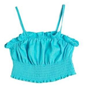 Koton Linen Crop Strappy Ruffle Gimped Detail Blouse, blauw (641), 4-5 Jaar