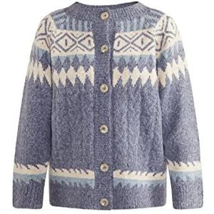 SIDONA Gebreid damesvest met knopen 15425018-SI01, blauw meerkleurig, XS/S, Blauw meerkleurig., XS/S